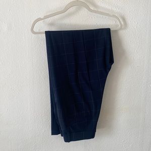 UNIQLO WIDE LED PLEATED TROUSERS IN BLUE CHECKED PATTERN